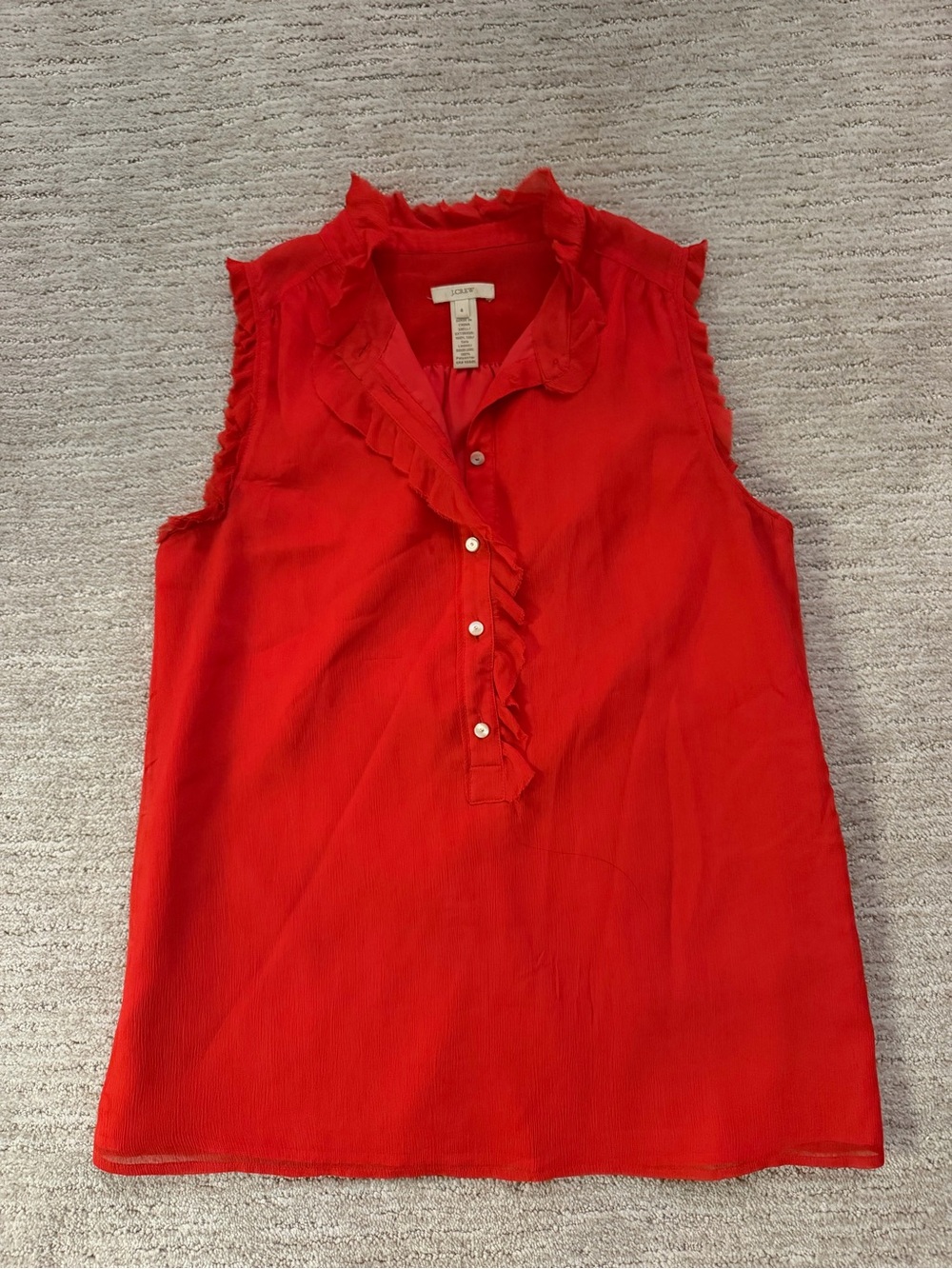 J. CREW Silk Red Blouse Sleeveless 4